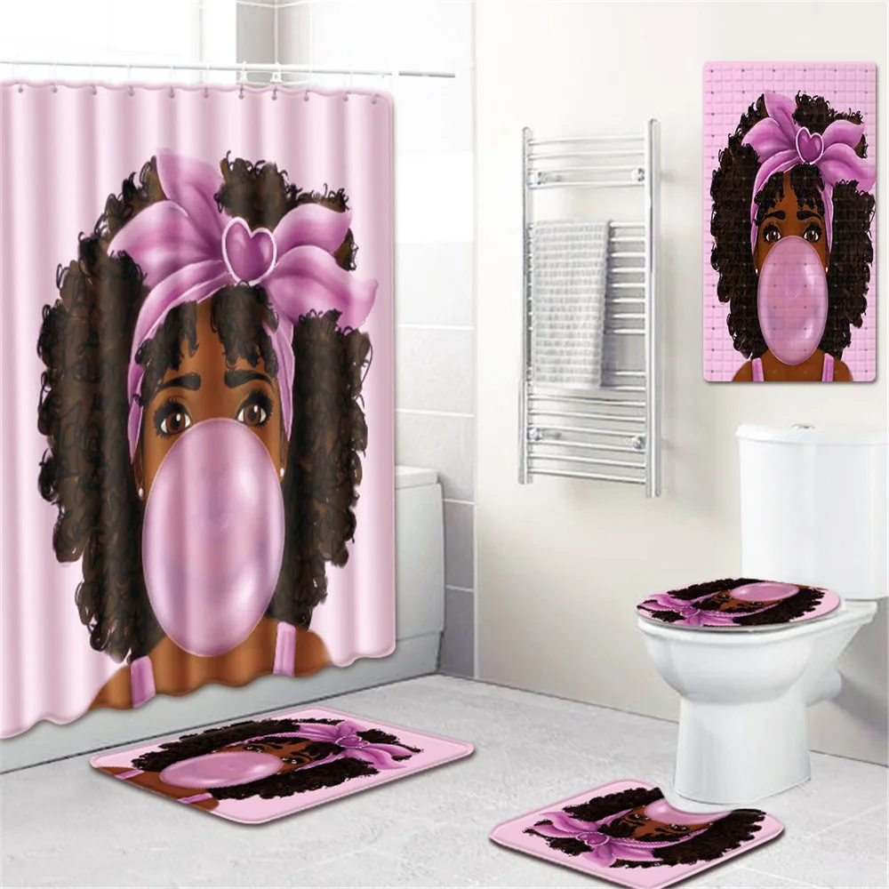 Тканевая занавеска для душа ПВХ Африканский женский ковер коврик ванной комнаты