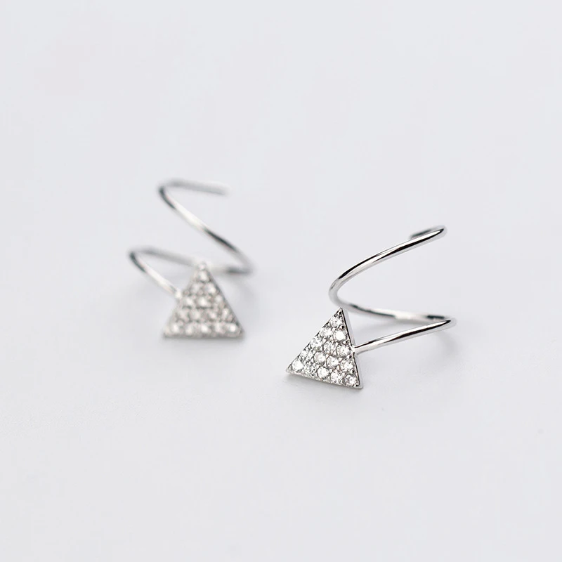 Женские Треугольные Серьги Trusta 100% Стерлинговое Серебро 925 пробы с сердечком и