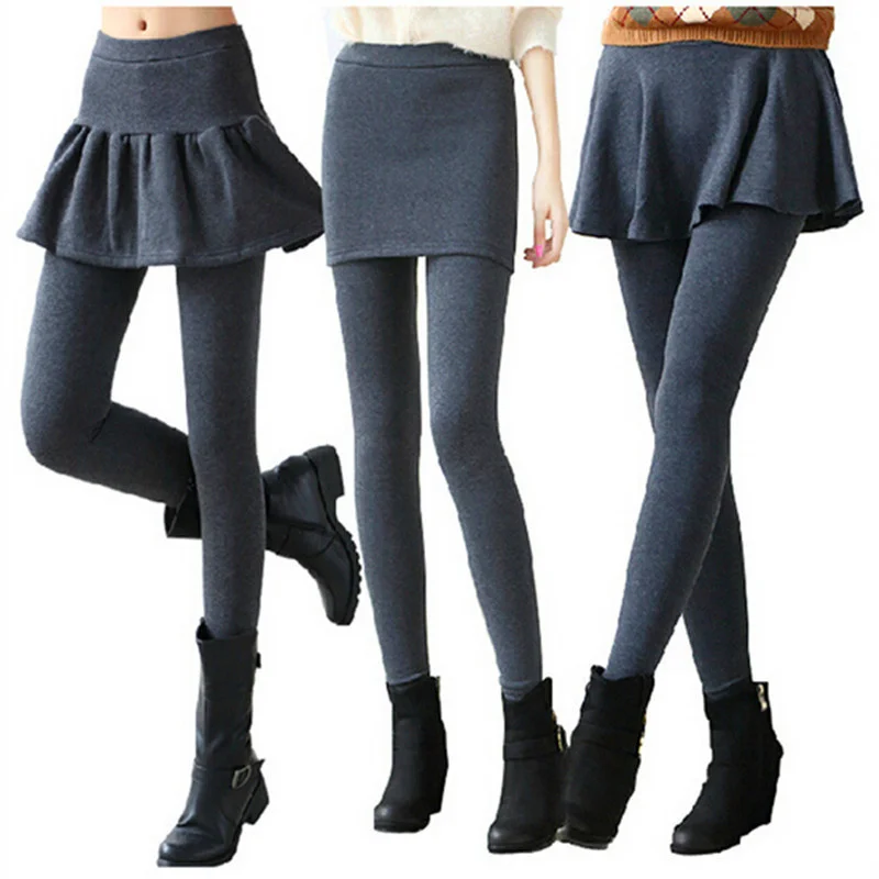 

Women's large tights, informal tights, with smooth skirt, no feet, black