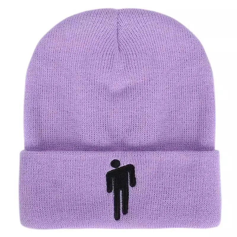Лаванда Зимняя однотонная вязаная шапка Billie Eilish Beanie, Повседневная Хип-хоп шляпы для мальчиков и девочек, шапка 19 цветная ткань, аксессуары, теплые шапки - Цвет: Лаванда