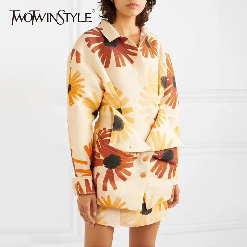 Женское платье TWOTWINSTYLE винтажное мини с принтом и длинным рукавом фонариком