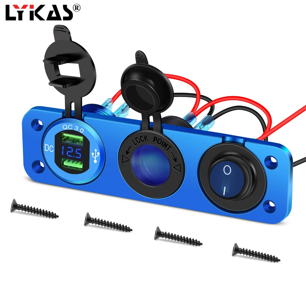LYKAS 36 Вт Dual USB Зарядное устройство QC 3 0 алюминиевая Автомобильная Зажигалка для