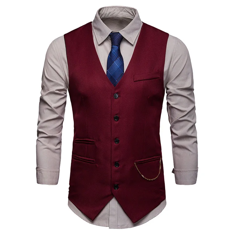 Мужской строгий деловой костюм жилет 2021 Весна Новые Slim Fit без рукавов мужской