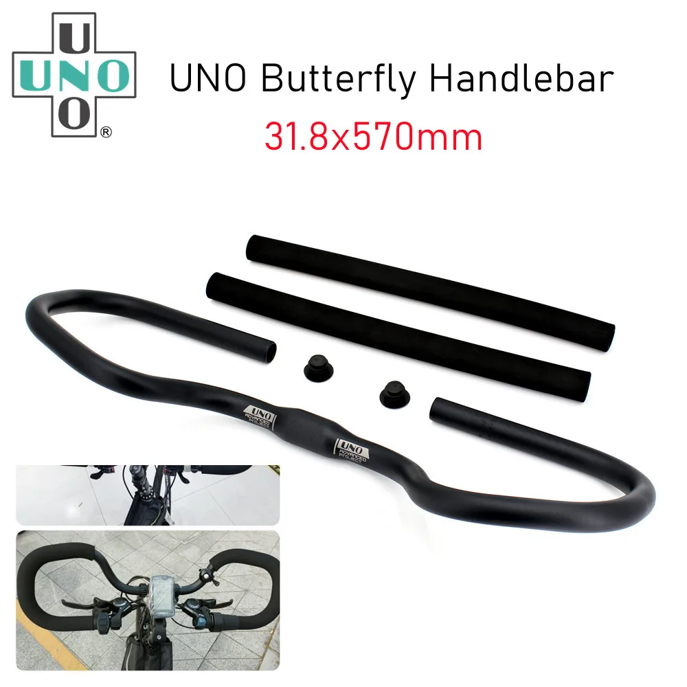 

UNO Aluminum Alloy Butterfly Road Bicycle Handlebar Mountain Bike 31.8 *570mm Handlebar with Sponge Grip Cover Bicycle Parts