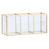 nordic gold grid glass flip storage tank box luxury modern cosmetics storage box container micro landscape flower room b