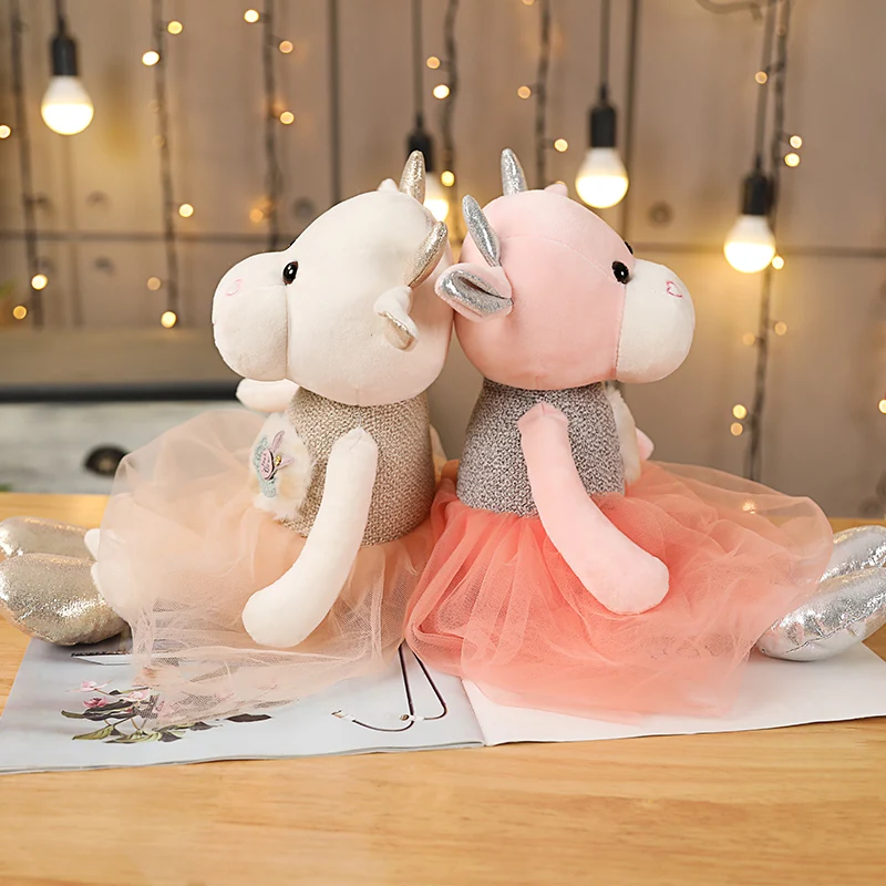 Hot Sale Kawaii Lovely Dressing Cloth Animal Milk Cow Dolls Ballet Cattle Plush Toy Stuffed Soft Baby Finger Toys Birthday Gifts | Игрушки и