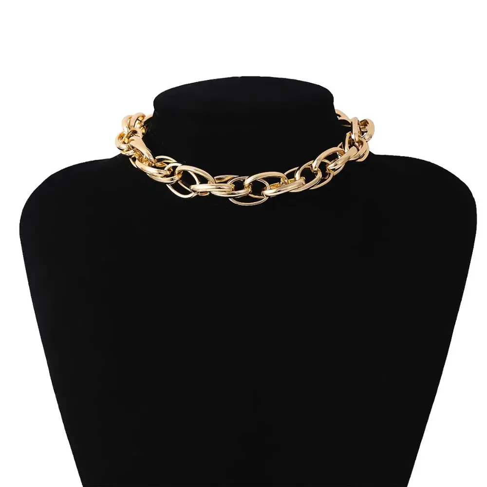 

IngeSight.Z Goth Gothic Miami Curb Cuban Twisted Choker Necklace Punk Hip Hop Chunky Thick Short Collar Necklaces Women Jewelry