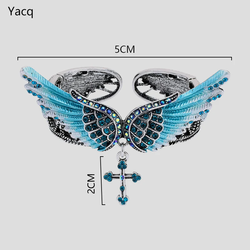 YACQ крылья крест стрейч браслет для женщин девушки байкерские ювелирные изделия W