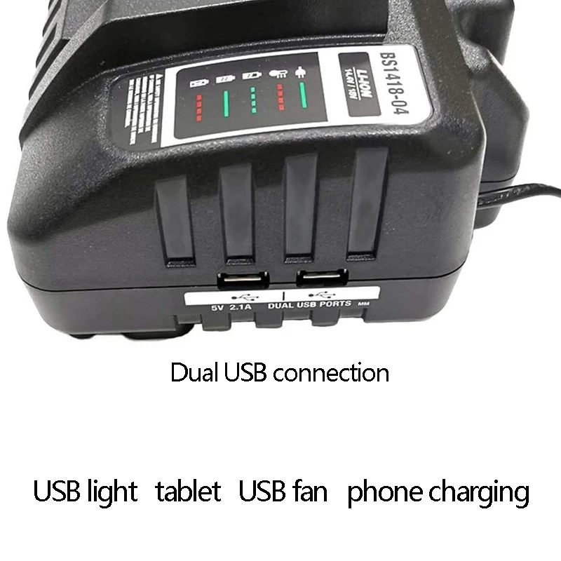 

Suitable for 14.418V Lithium Battery Power Tool 4-Port Fast Charger BS1418 with Dual USB US Plug