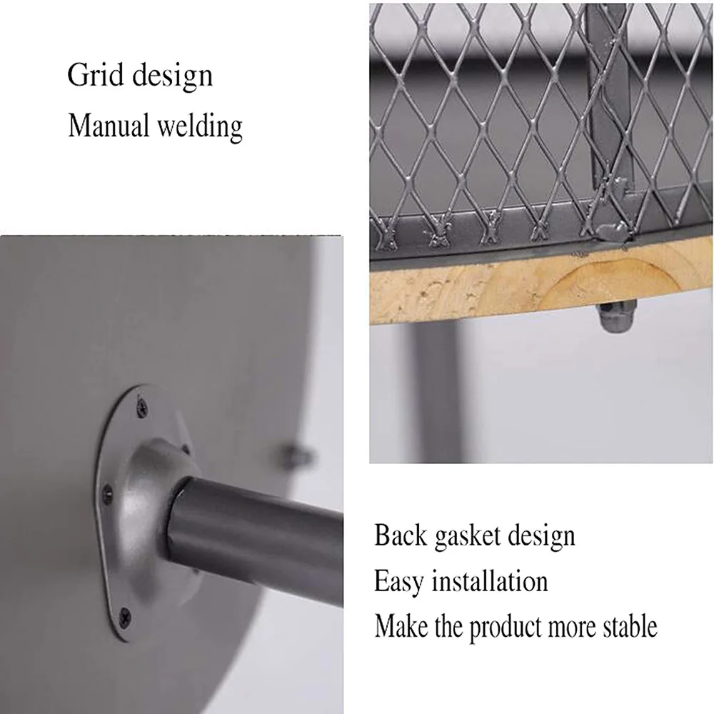 Круглый боковой столик промышленного дизайна с корзиной для хранения спальни