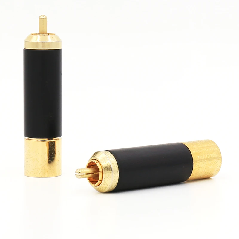 

4PCS Hifi Audio Gold Plated Carbon Fiber RCA Extension Cable RCA Plug Locking Soldering Connectors