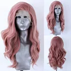 Парик розового цвета на сетке спереди, длинные волнистые волосы, 13x 4, парик на сетке спереди, средней части, синтетические волосы, парики для женщин