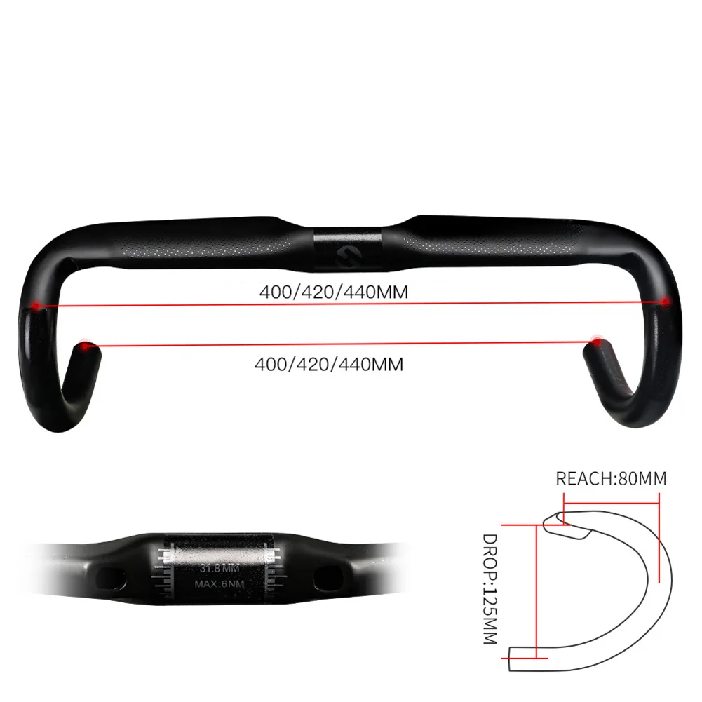

31.8mm Bicycle Handle Toray Carbon Fiber Handlebars Racing Drop Bars MTB Road Bike Bar 400-440mm Ultra Light Anti-slid Cycling