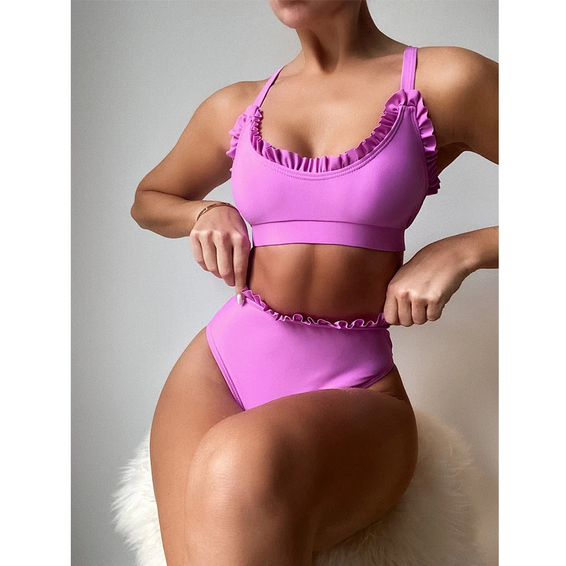 Женский купальный костюм 2022 танкини на бретельках Фиолетовый купальник бикини