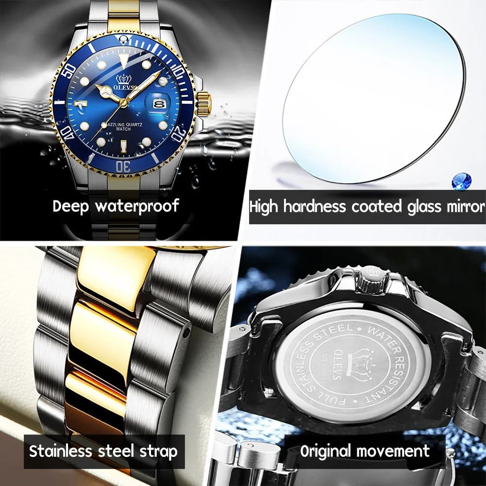 

OLEVS Brand Quartz Watches Watch Men Stainless Steel Waterproof Business Sport Wristwatch