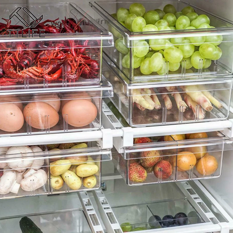 Прозрачный органайзер для холодильника ящик хранения отсек контейнер кладовая