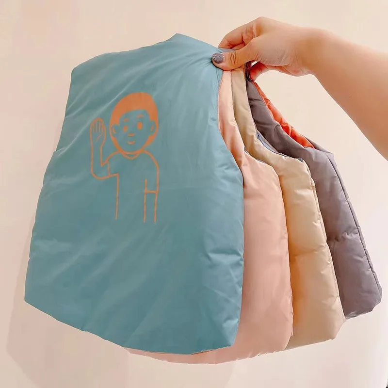 

Осенне-зимний новый детский пуховой жилет, Двусторонняя одежда, детский жилет с мультяшным принтом, пуховая куртка для мальчиков и девочек, ...