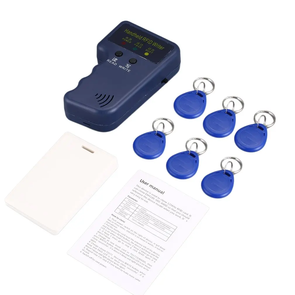 125 кГц Ручной RFID ID копир считыватель карт писатель rfid дубликатор + EM4305/T5577 чип ключ