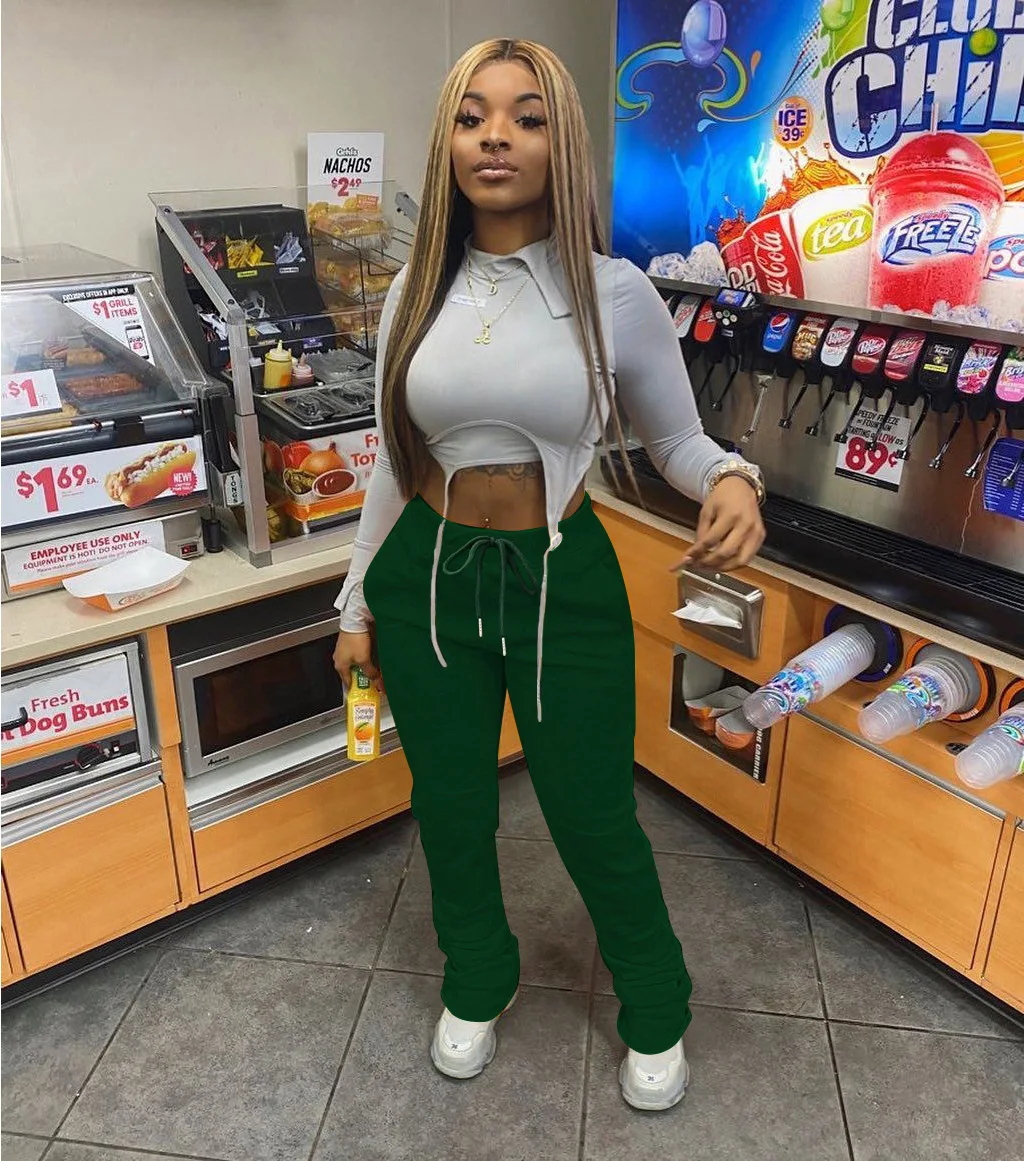 

Women's Clothing Thermal Pants Casual Solid Full Length Winter Loose Drawstring Solid Full Length Pockets Pleated