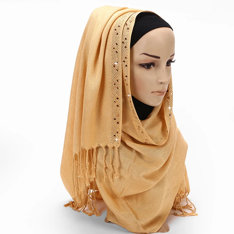 

Hot Sell Female Glitter Solid Color Lurex Shawls Muffler Headband Shimmer Diamond Hijab Autumn Muslim scarves/scarf 10pcs/lot