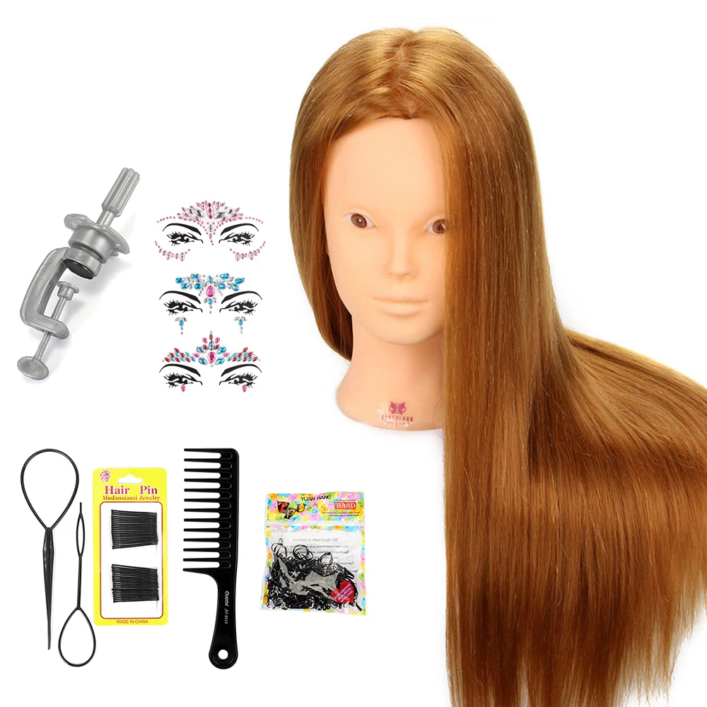 

22" 60% Real Hair Makeup Practice Training Head Professional Hairdressing Dummy Doll Heads for Hairdressers Mannequin Head