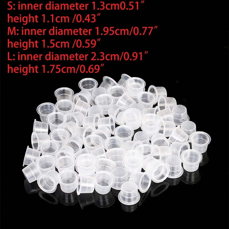 

1000Pcs Disposable Tattoo Ink Cap Cups 13/19.5/23mm Permanent Makeup Pigment Transparent Container for Tattoo Supplies