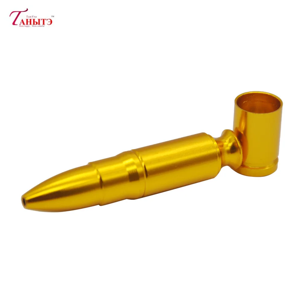

New gold metal pipe bullet-shaped pipe, aluminum pipe, washable, convenient and practical, cross-border smoke pipe accesoires