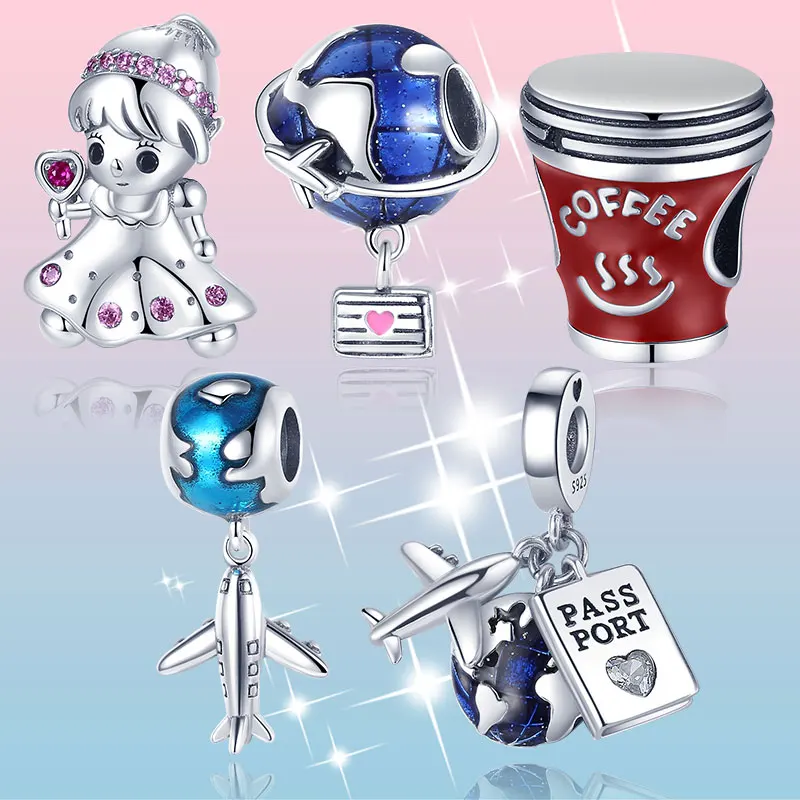 Шармы для путешествий из стерлингового серебра 925 пробы бусины в виде паспорта