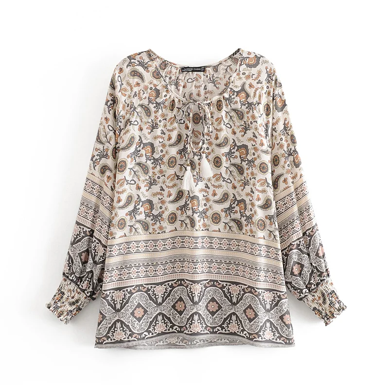 Блузка женская с цветочным принтом винтажная шикарная модная рубашка из