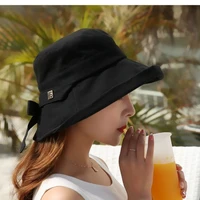 panama 2021 summer bow womens bucket hat fashion kpop bob cotton black sun hats fishing hat chapeu wide brim uv protection caps