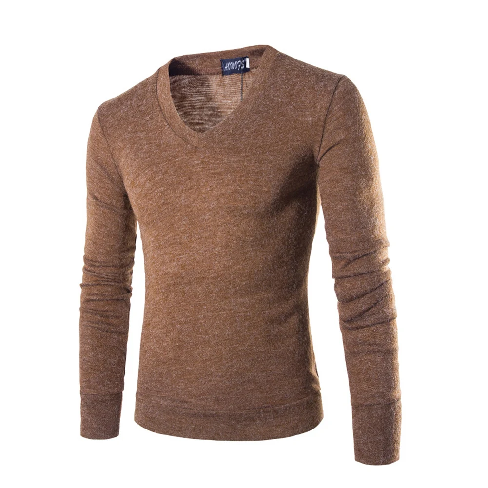 Helisopus мужской вязаный свитер с v образным вырезом полосатый облегающий пуловер