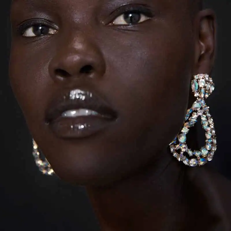 JUJIA za Multicolored Crystal Dangle Drop Earrings For Women Geometric Big Maxi Pendant Statement Trendy Jewelry | Украшения и