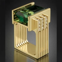 14k gold emerald jewelry ring for women rectangel green topaz emerald anillos bizuteria gemstone 14k yellow gold ring with box