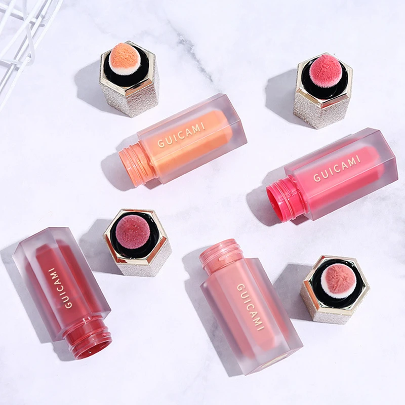 Жидкие румяна для лица контурный макияж стойкий розовый оттенок щек матовый крем