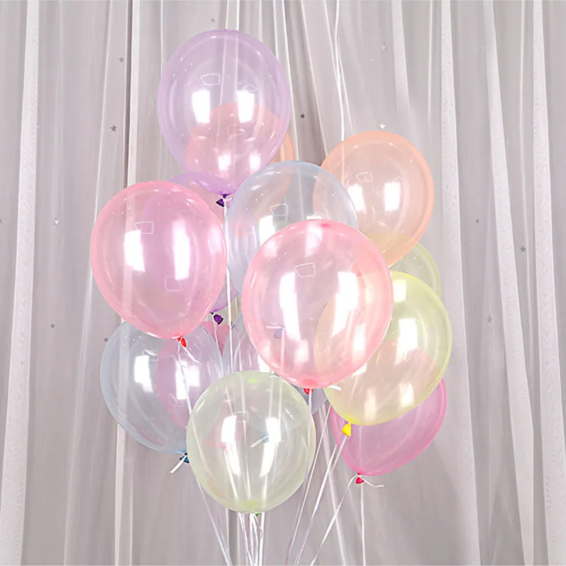 10pcs Colorful Crystal Balloon Transparent Clear Bobo Balloons Baby Shower Birthday Party Supplies Wedding Decor Latex Globos