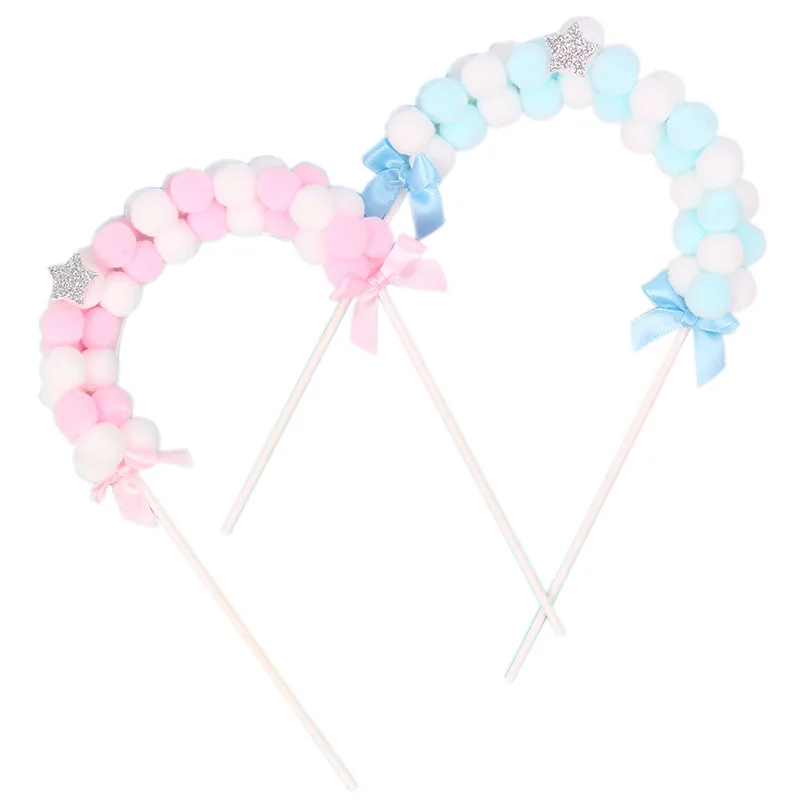 

SLMengGuo Wedding Decoration Cake Topper Happy Birthday Hairball Arch Birthday Baking Cake Topper mariage