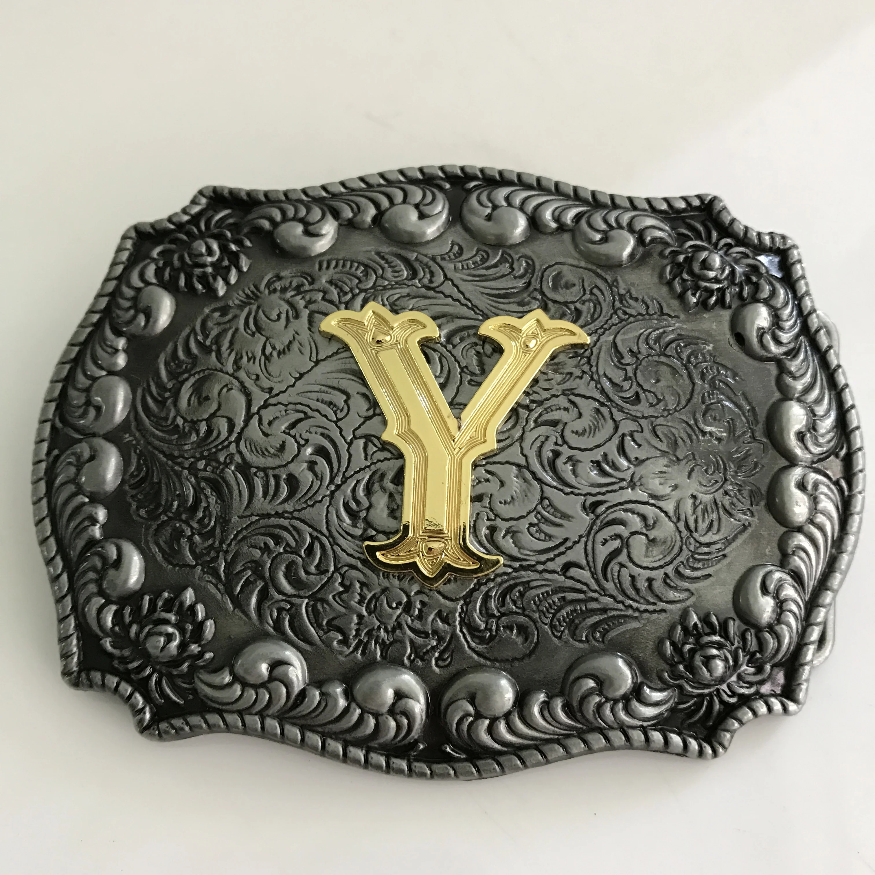 Розничная продажа модный мужской ремень с серебристым узором Золотая буква Y Initial