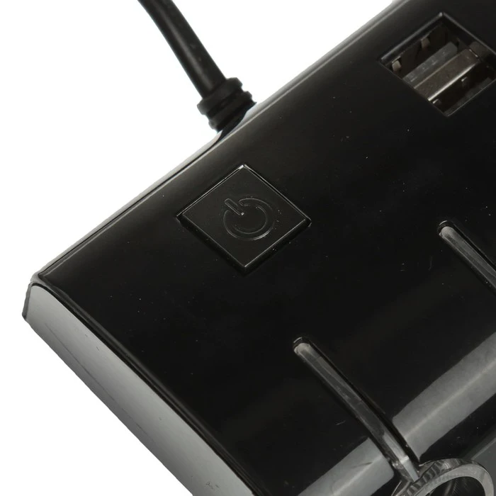 Разветвитель прикуривателя 3 гнезда с подсветкой 2 USB 12/24 В провод 70 см - купить по