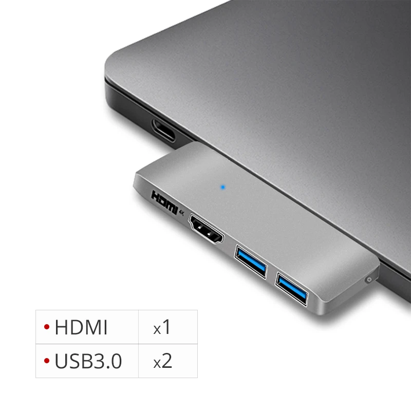 Snowkids USB C концентратор Тип C до USB3.0 SD TF кардридер разветвитель док-станция для ноутбука MacBook hp Dell samsung Asus ZenBook huawei Mi - Цвет: Grey  HDMI 2USB