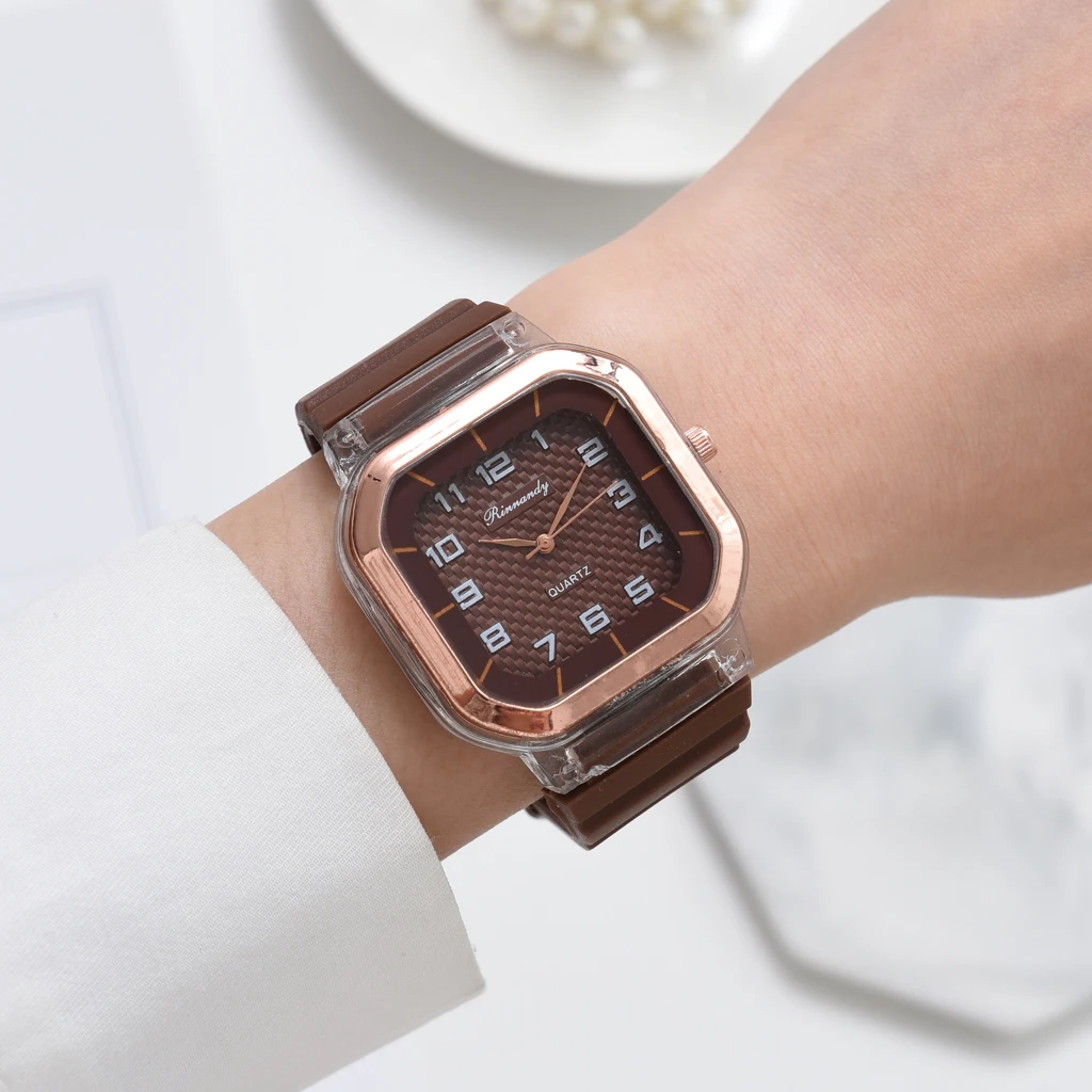 Спортивные Силиконовые кварцевые часы для женщин квадратные женские наручные