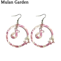 mg new trendy hollow round pink acrylic earrings for women acetic acid pentagram dangle earring fashion resin jewelry wholesale