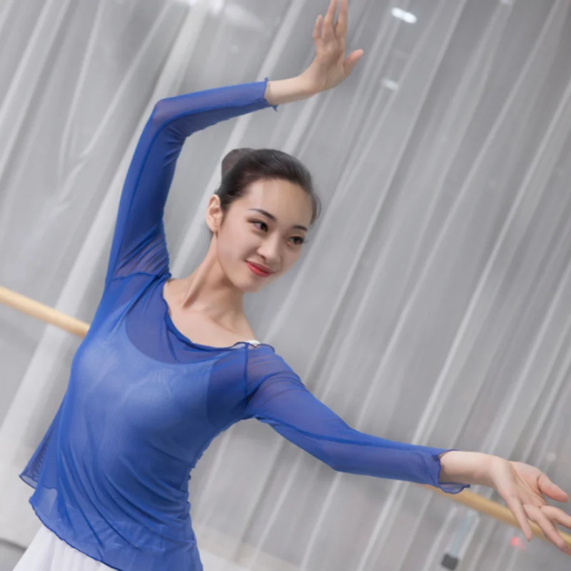 

Women Fashion Ballet Practicing Costumes Dance Stage Performance Clothing Fast-dry Cool Feeling Round-neck Gauzy Tops