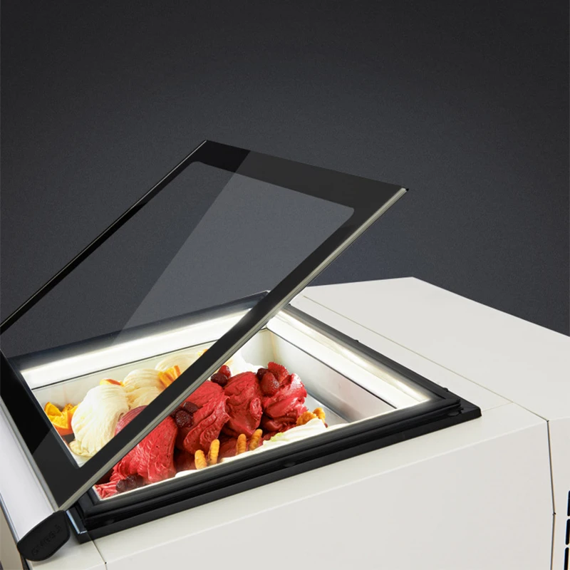 Kaufen Desktop 3-fach Eis Vitrine Desktop Direkte Kühlung Eis Display Mit Gefrierfach Kleine Eis Schrank