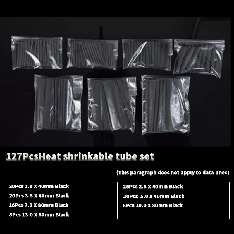 

127pcs Heat Shrinkable Tube Kit Shrinking Assorted Polyolefin Insulation Sleeving 2:1 Wire Cable Sleeve Kit DIY Wire Repair