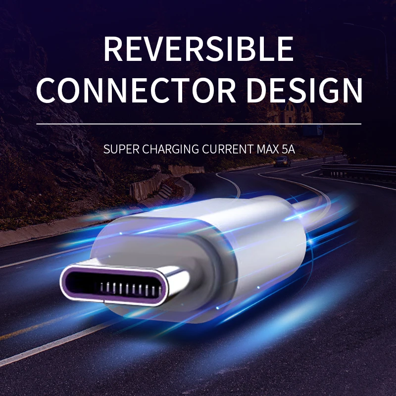 Супер тонкий Type C кабель 5A Быстрый зарядный для Samsung S20 S9 USB быстрая зарядка