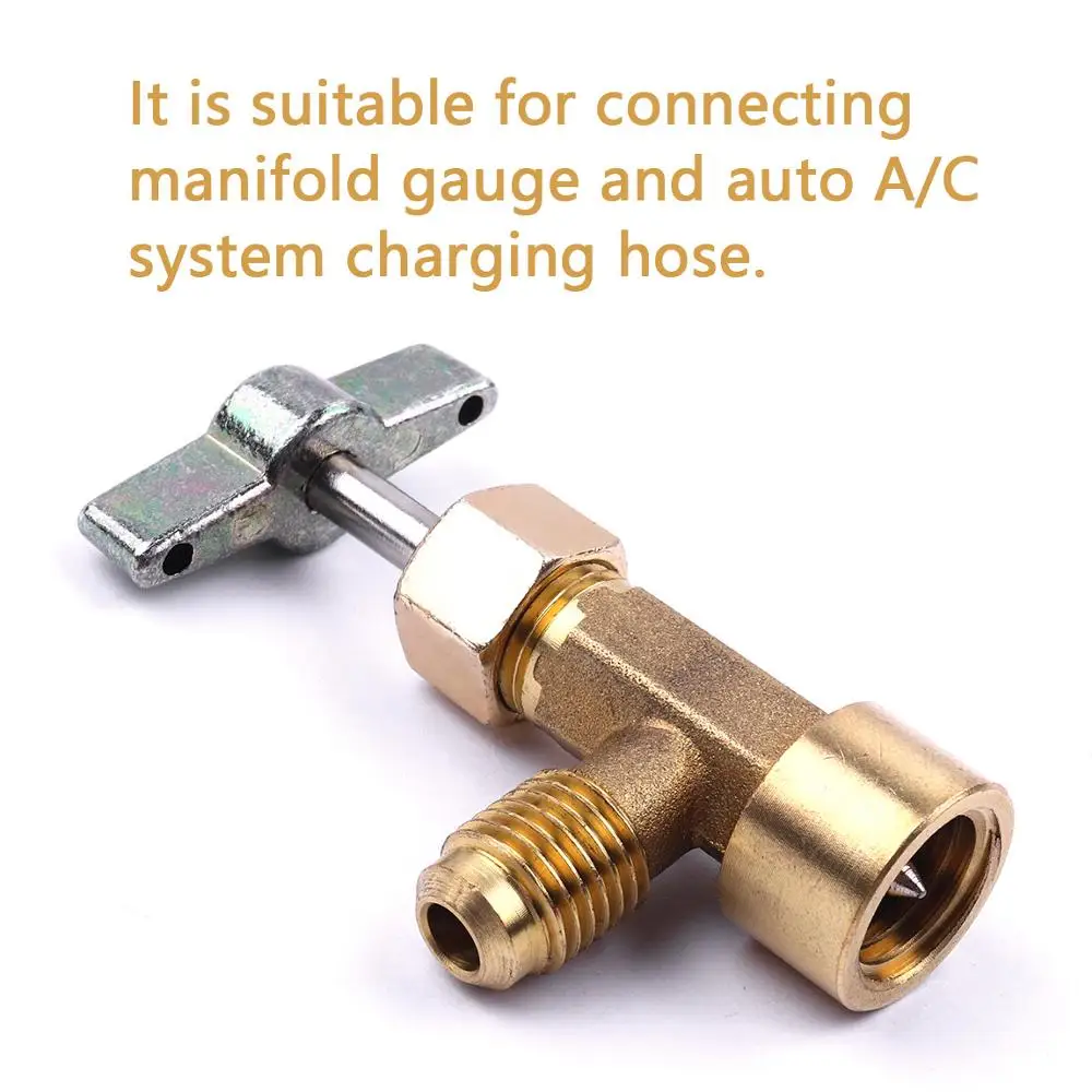 

2 шт. латунный 1/2 Резьбовой Адаптер 1/4SAE разъем хладагент может распределять бутылки кран-открывашка клапан инструмент