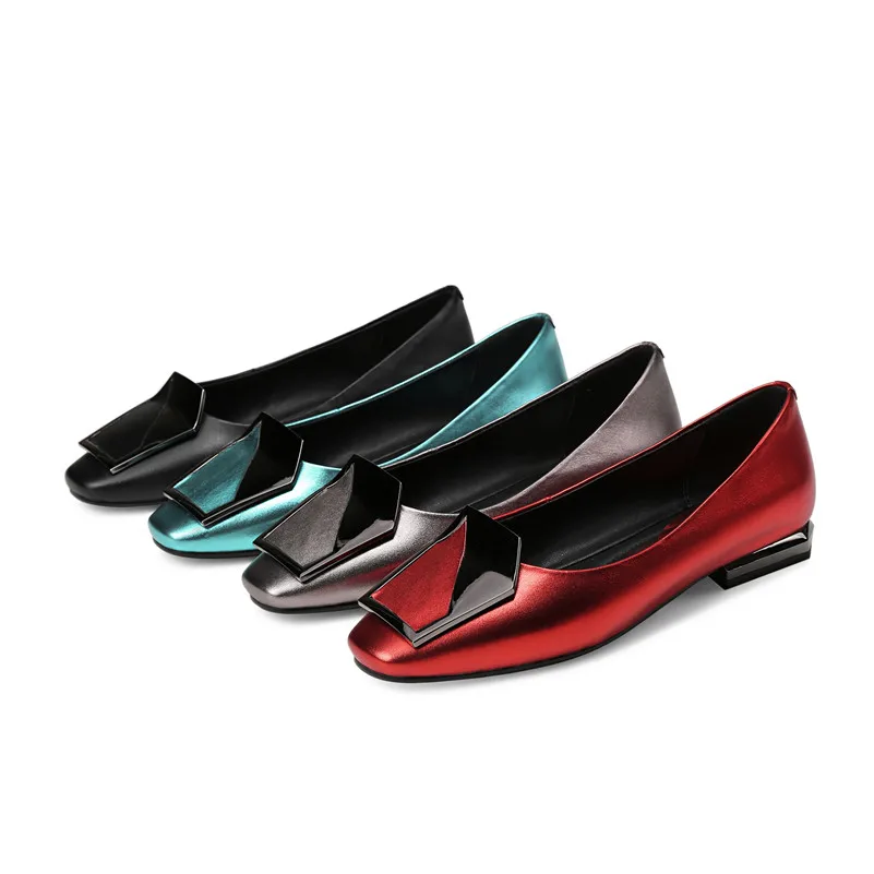 Женские офисные туфли Dilalula натуральная кожа квадратный носок низкий каблук 2 см