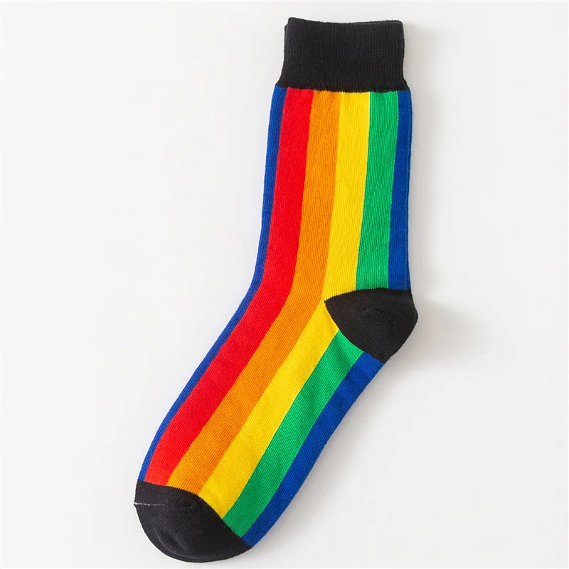 Rainbow Stripes Дропшиппинг счастливые носки смешное искусство платье носки цвет партия мужские летние модные носки набор в цветах радуги Печать Цветные Красочные полосы искусство носки - Цвет: Rainbow Stripes