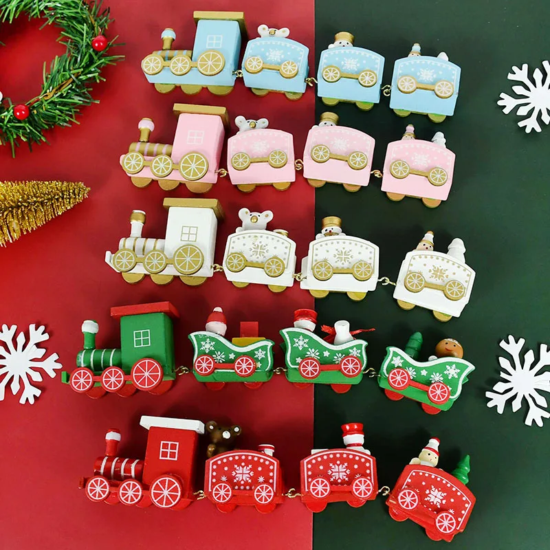 

4 Knots Merry Christmas Wooden Train Ornament Christmas Decorations for Home Santa Claus Natal Navidad Noel New Year Xmas Gifts