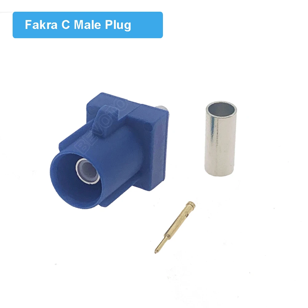 1PCS Blue Fakra C Male Plug / Female Jack RAL 5005 Connector RF Coaxial Wire Connectors for RG316 RG174 Pigtail Cable - купить по